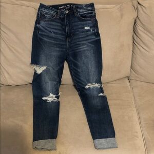 American Eagle Outfitters Women's High Rise Dark Blue Jeans